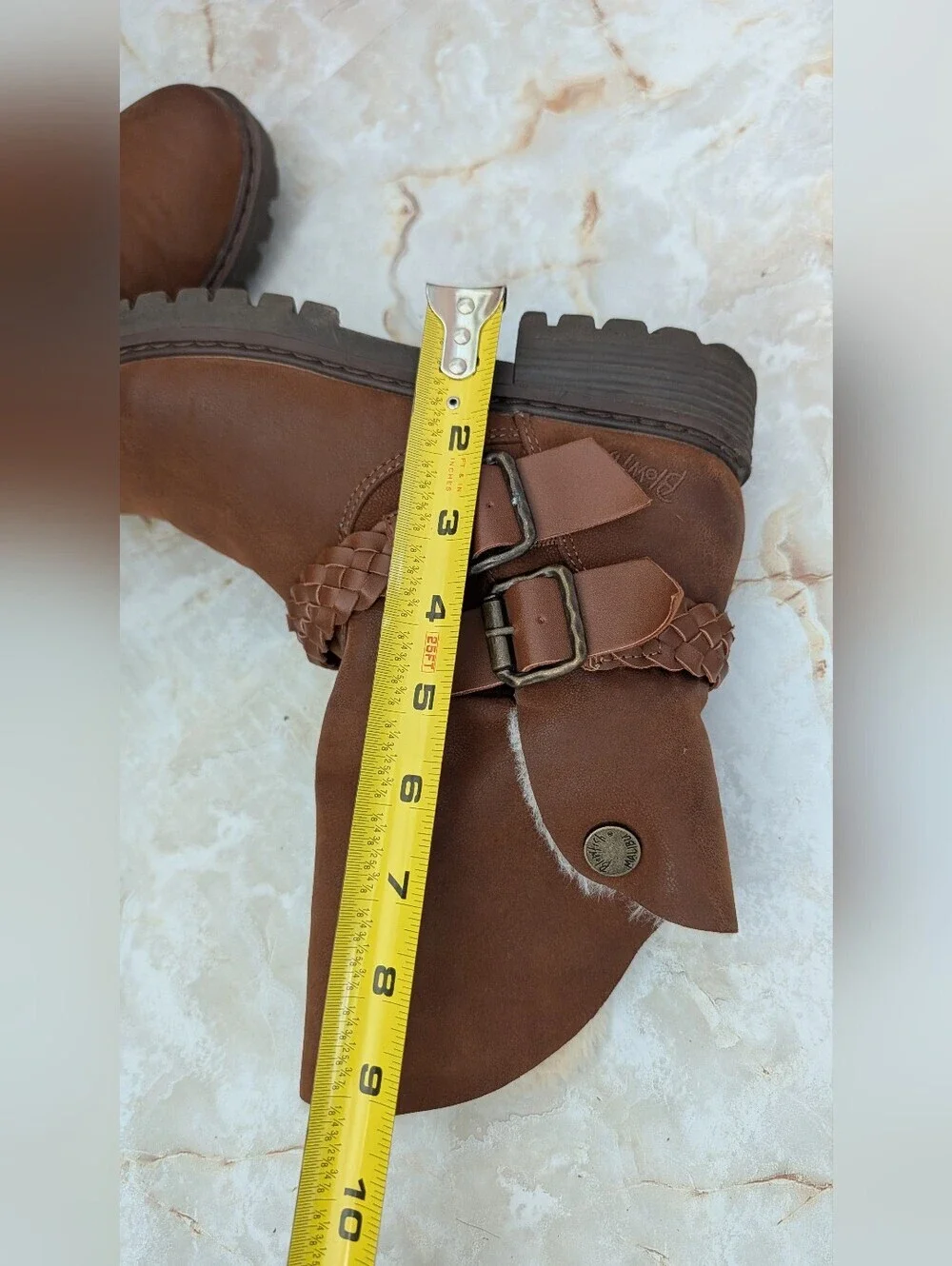 Blowfish Brown  Shearling-Lined Mid-Calf Zip Up Boots Sz 7.5